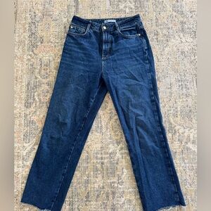 Zara high waisted straight leg jean in dark blue